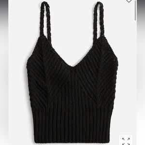 NEW J Crew Knit Tank Tops | Crop Top V Neck Black Bralette